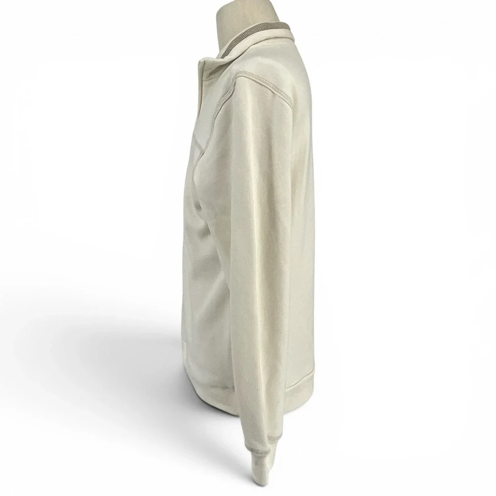 Arrow Mens Quarter Zip Pullover Sweatshirt‎ Cream Off White Small Mock Neck